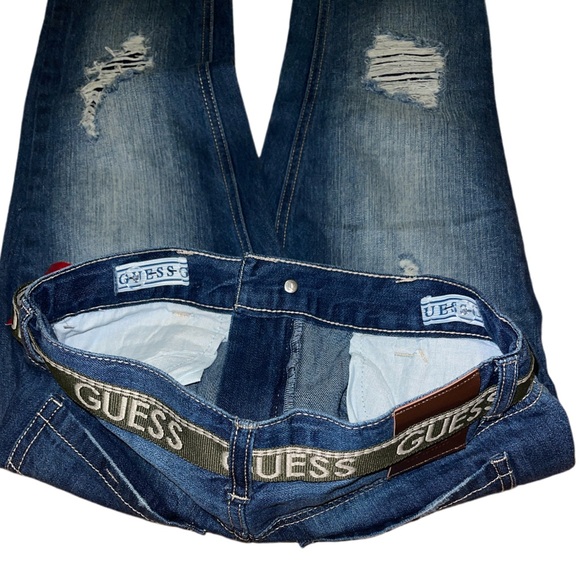 NEW Guess Boys Luca Rip & Repaired Distressed Adjustable Waist Denim Belted Jean - Picture 4 of 5